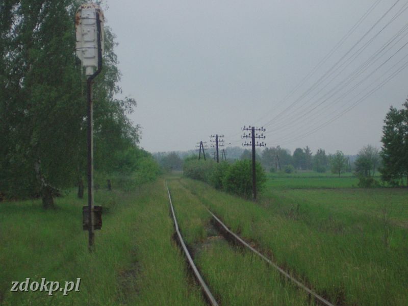 2005-05-23.196 ROG-garbatka wyjazd na krzyz.jpg - linia Inowrocaw Rbinek - Drawski Myn - widok w kierunku Bzowo-Goraj, "powtarzacz" nr 3 od strony Bzowo-Goraj.